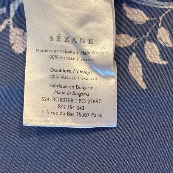 SÉZANE Lily Dress in Blue & Cream Floral Print sz US 8 / FR 40 EUC - Picture 12 of 12